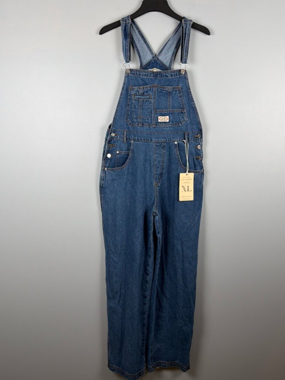 Lana Roux Bib Overalls Women XL Blue Denim Utility Y2K Classic 90s NWT Carpenter